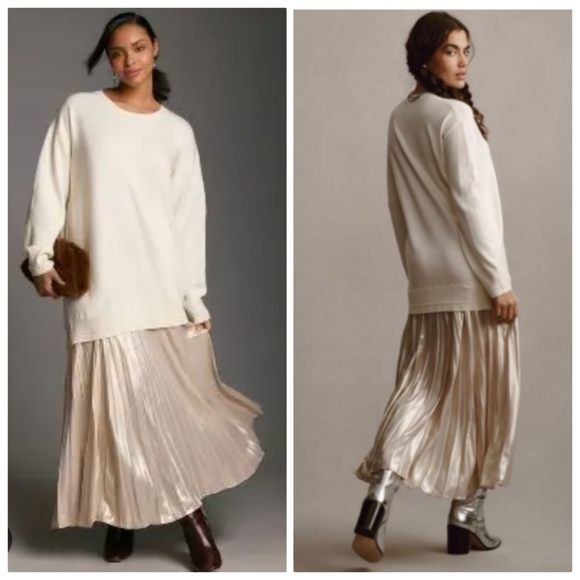 Anthropologie Pleated Twofer Sweater Dress Size Small - Picture 2 of 7